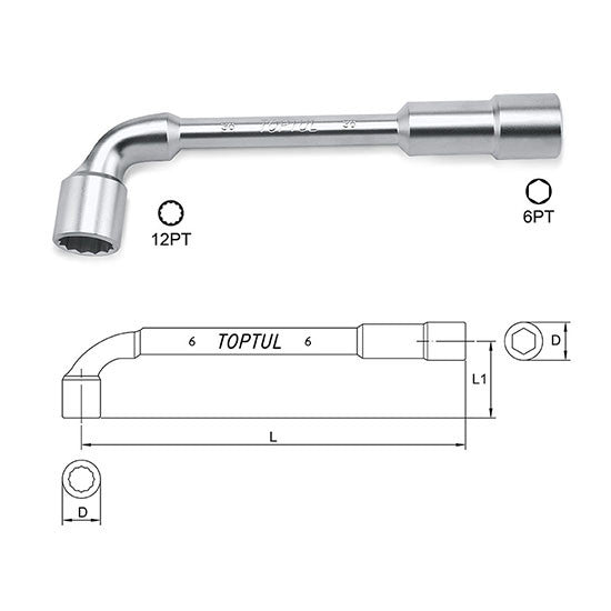 Cle à pipe chrome N° 16 Réf: AEAE1616 ** TOPTUL