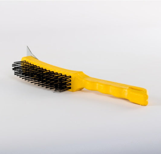 Brosse metal jaune a/gratoir**