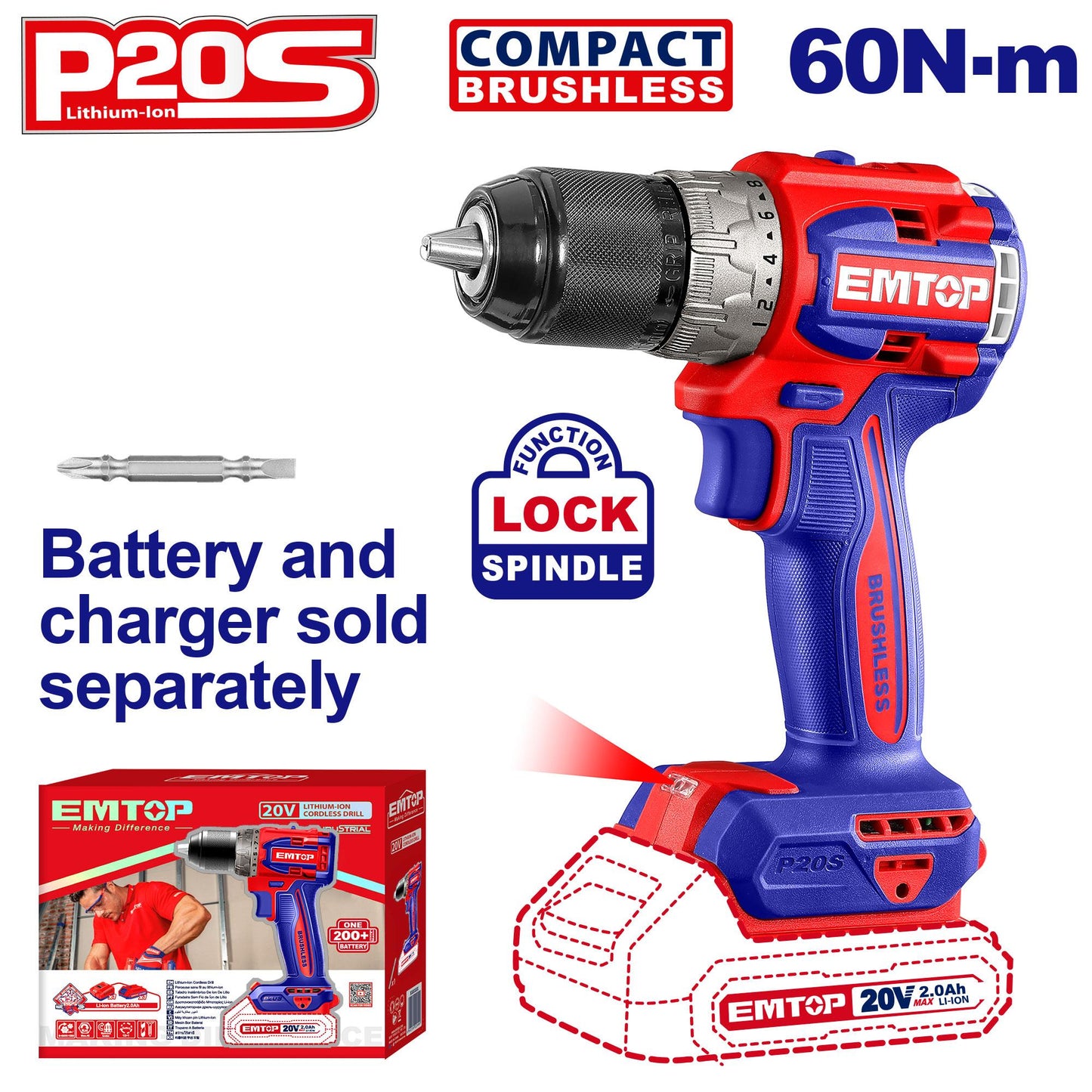 ECDL206021 img Perceuse sans fil compacte sans balais
