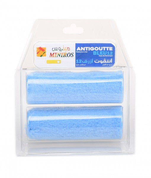 PAIRE DE RECHARGE ROULEAU PASSE PARTOUT ANTIGOUTTE BLEU 12*